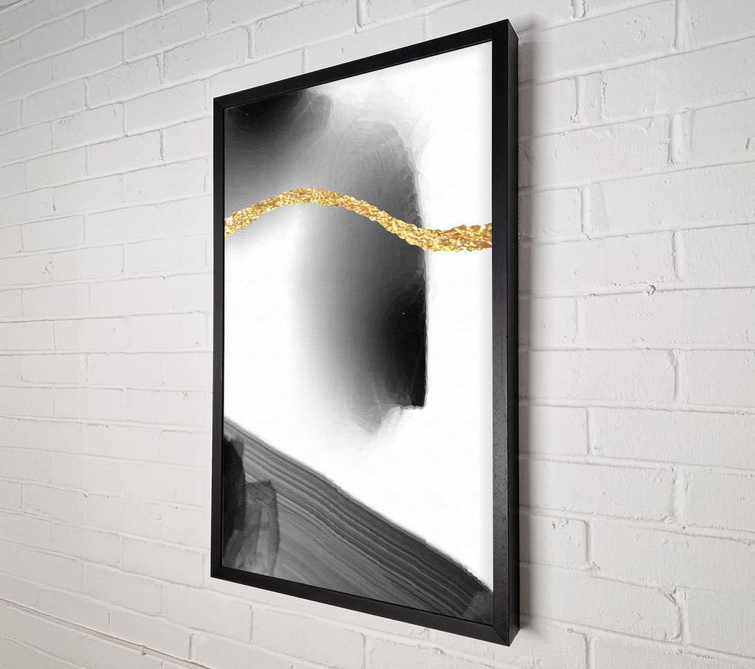  A Canvas Print of Gold Line  Black Abstract Canvas Art
