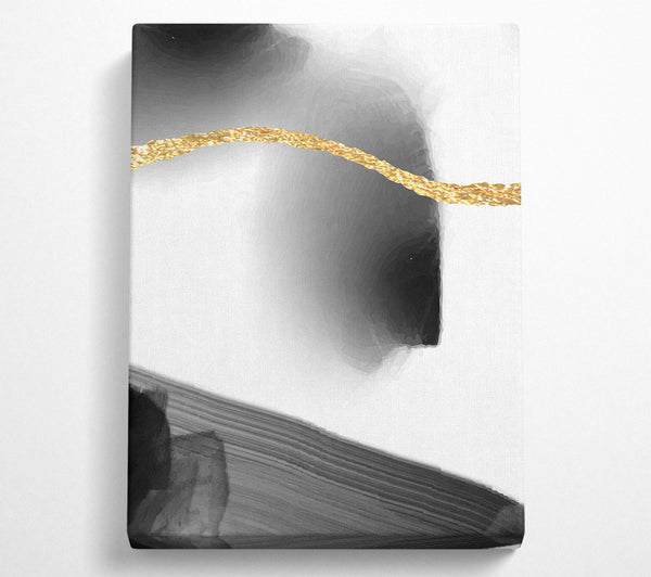  A Canvas Print of Gold Line  Black Abstract Canvas Art