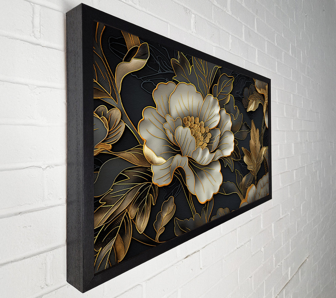  A Canvas Print of Gold Lined Flowers Canvas Print