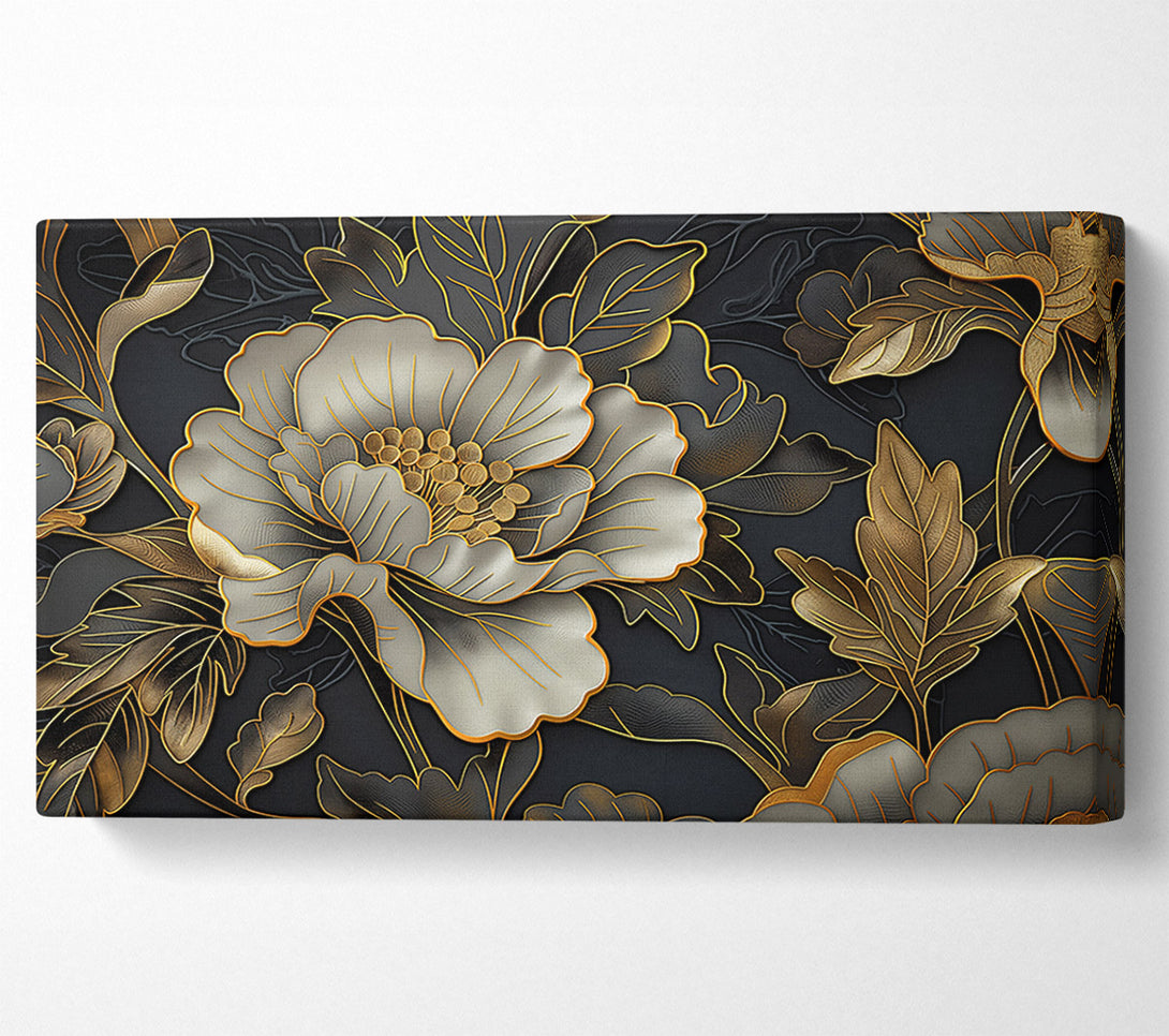  A Canvas Print of Gold Lined Flowers Canvas Print