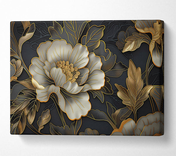  A Canvas Print of Gold Lined Flowers Canvas Print