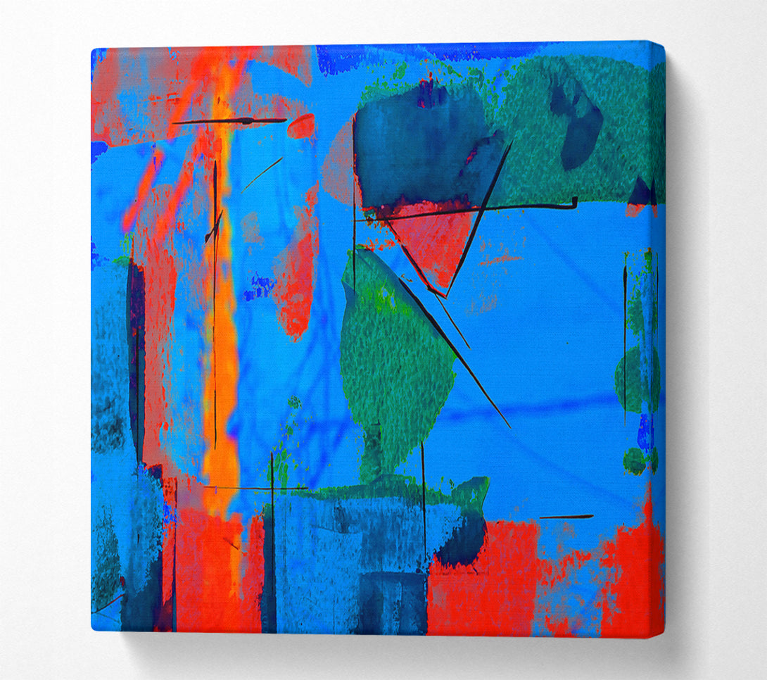  A Canvas Print of Blue And Orange Abstract Canvas Wall Art