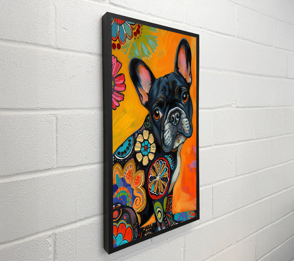 Orange French Bulldog Flowers