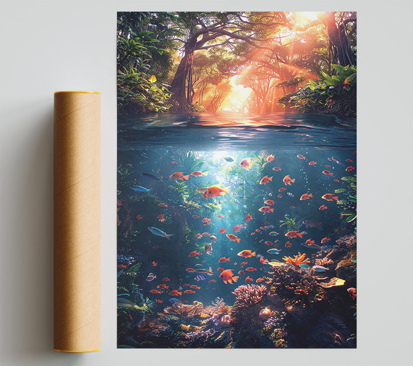 Golden Sunken Reef Giclee Print