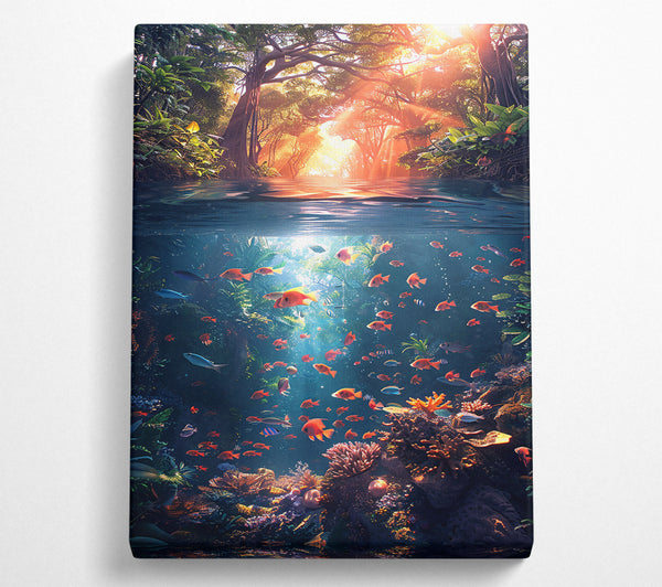  A Canvas Print of Golden Sunken Reef Canvas Art