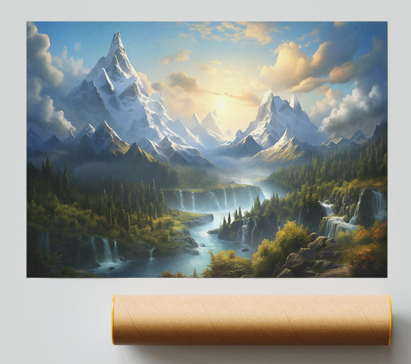 White Peaks Valley Giclee Print