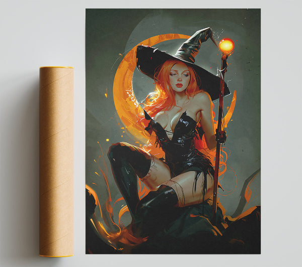 Orange Flame Witch Print