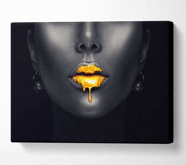  A Canvas Print of Gold Lips Drip Canvas Wall Art