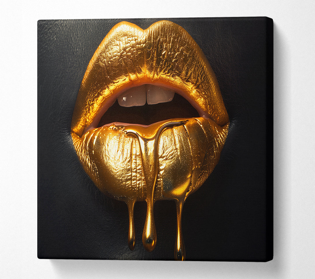  A Canvas Print of Gold Lips Canvas Art