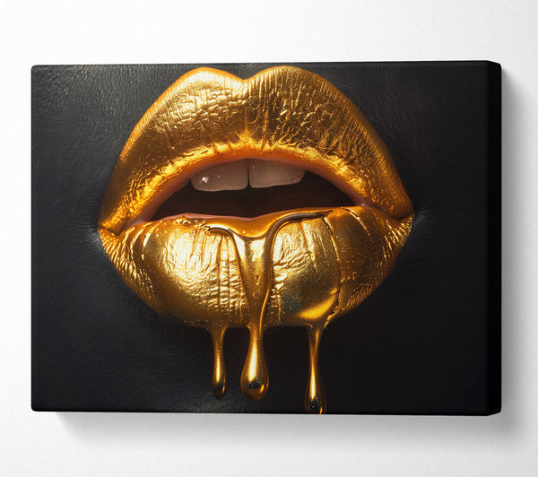  A Canvas Print of Gold Lips Canvas Art