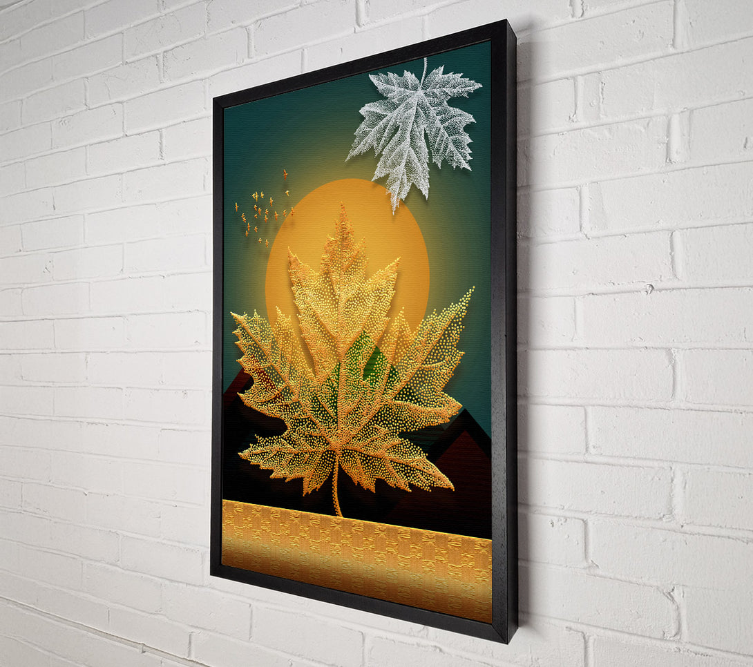  A Canvas Print of Gold Maple Leaf Moon Canvas Print