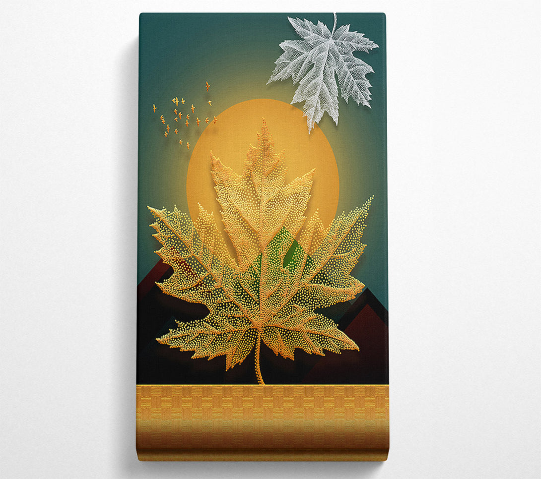  A Canvas Print of Gold Maple Leaf Moon Canvas Print