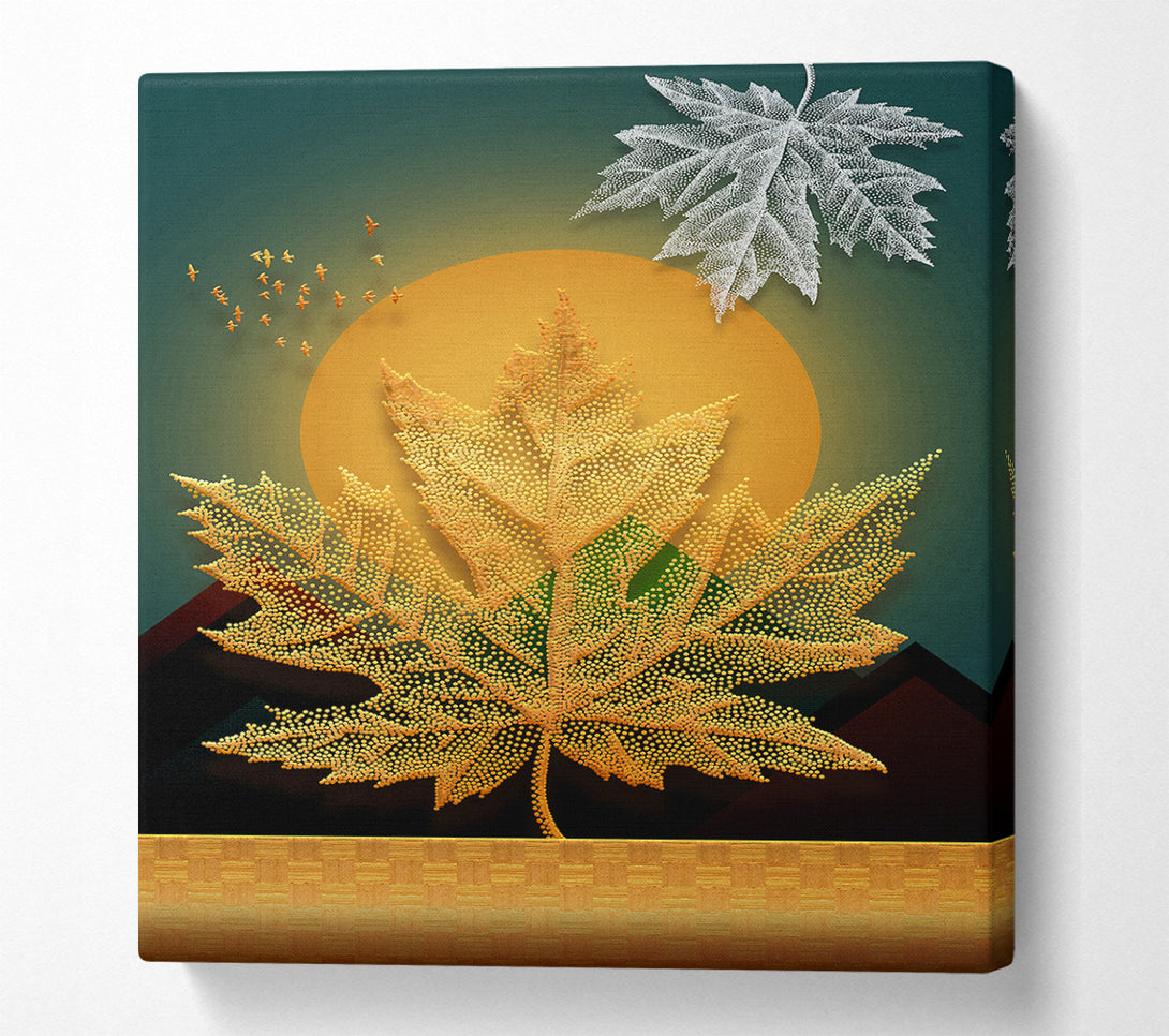  A Canvas Print of Gold Maple Leaf Moon Canvas Print
