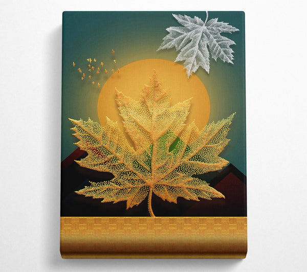  A Canvas Print of Gold Maple Leaf Moon Canvas Print