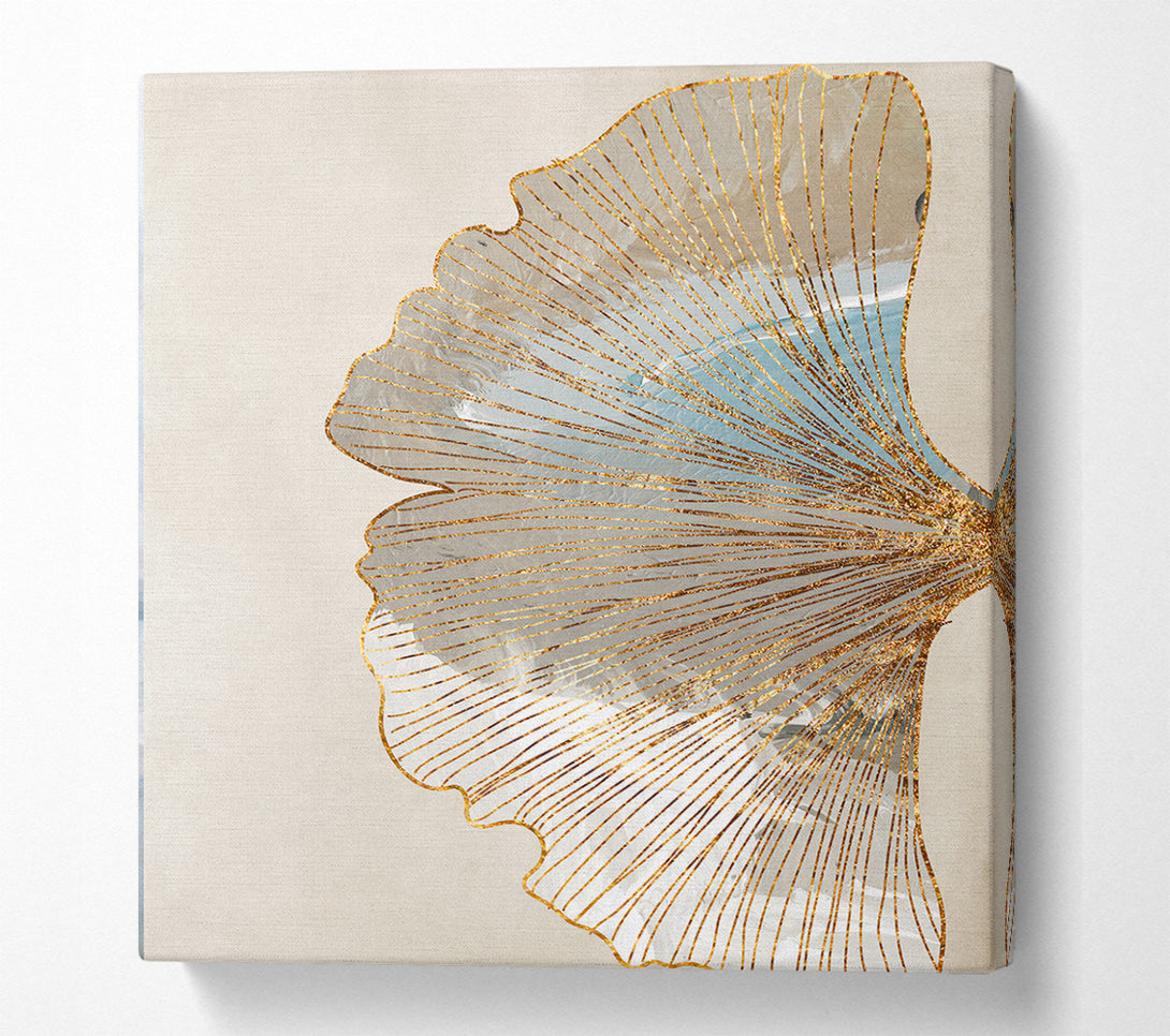 A Canvas Print of Gold Outlined Leaf Canvas Wall Art