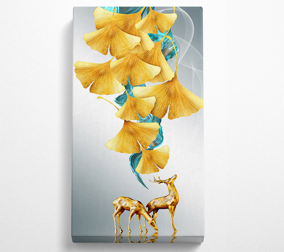  A Canvas Print of Gold Petals Deer Canvas Wall Art