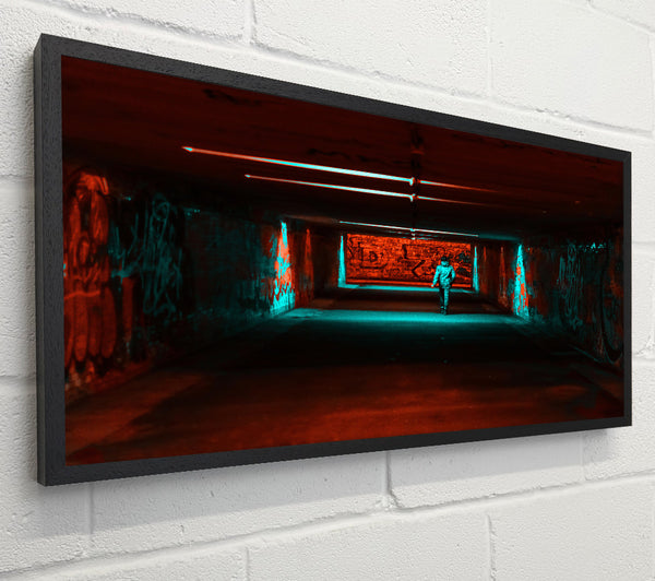 Red Neon Tunnel Walkway