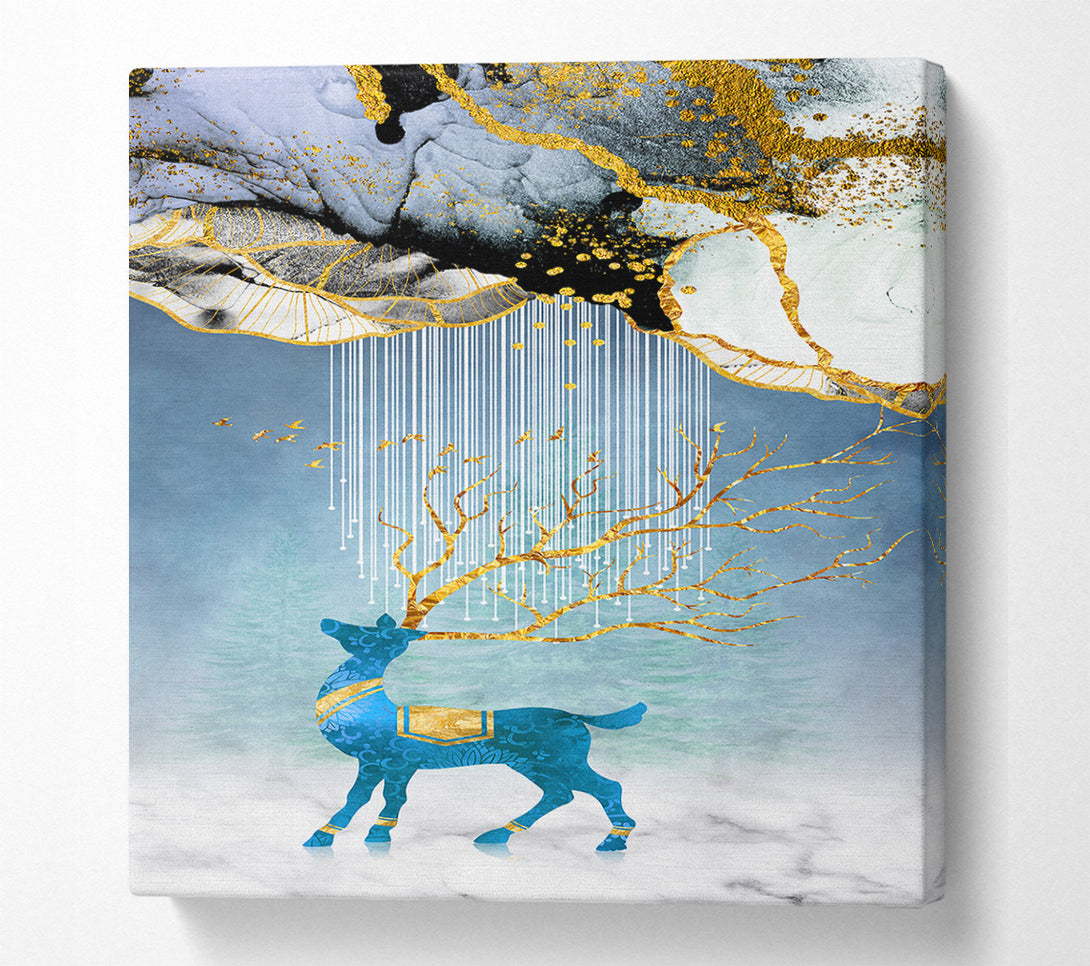  A Canvas Print of Gold Reindeer Canvas Wall Art