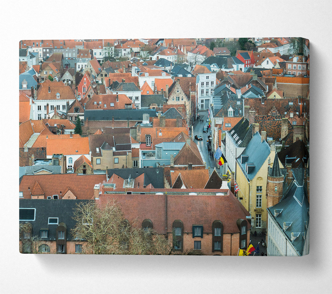  A Canvas Print of Red Roof Cityscape Canvas Print