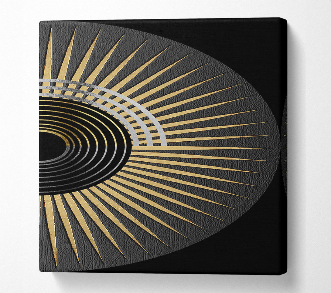  A Canvas Print of Gold Spikes In Grey Circle Canvas Print