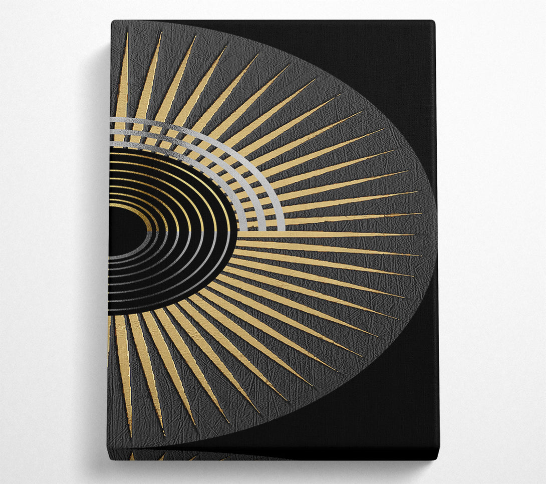  A Canvas Print of Gold Spikes In Grey Circle Canvas Print