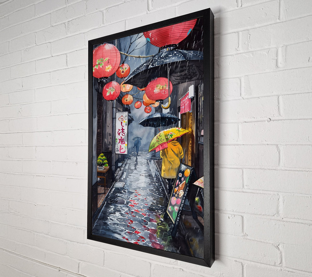  A Canvas Print of Red Lanterns In The Rain Canvas Print