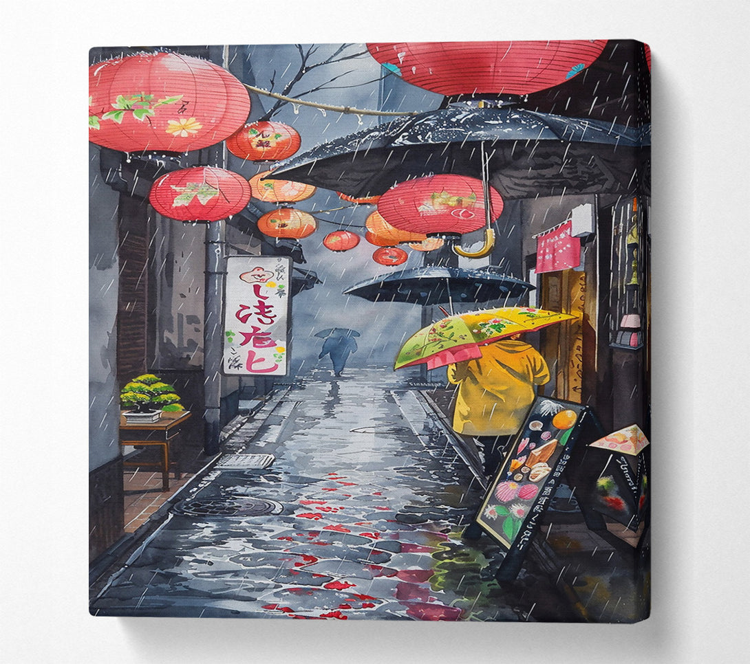  A Canvas Print of Red Lanterns In The Rain Canvas Print