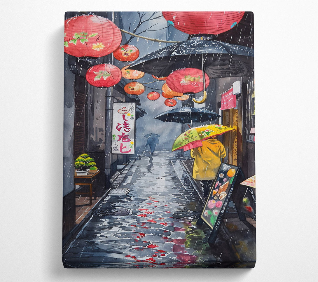  A Canvas Print of Red Lanterns In The Rain Canvas Print