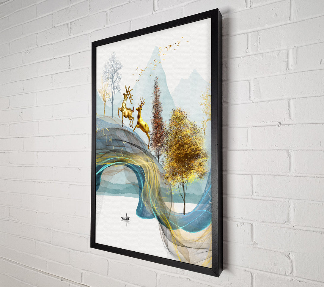  A Canvas Print of Gold Staf Flow Abstract Canvas Art