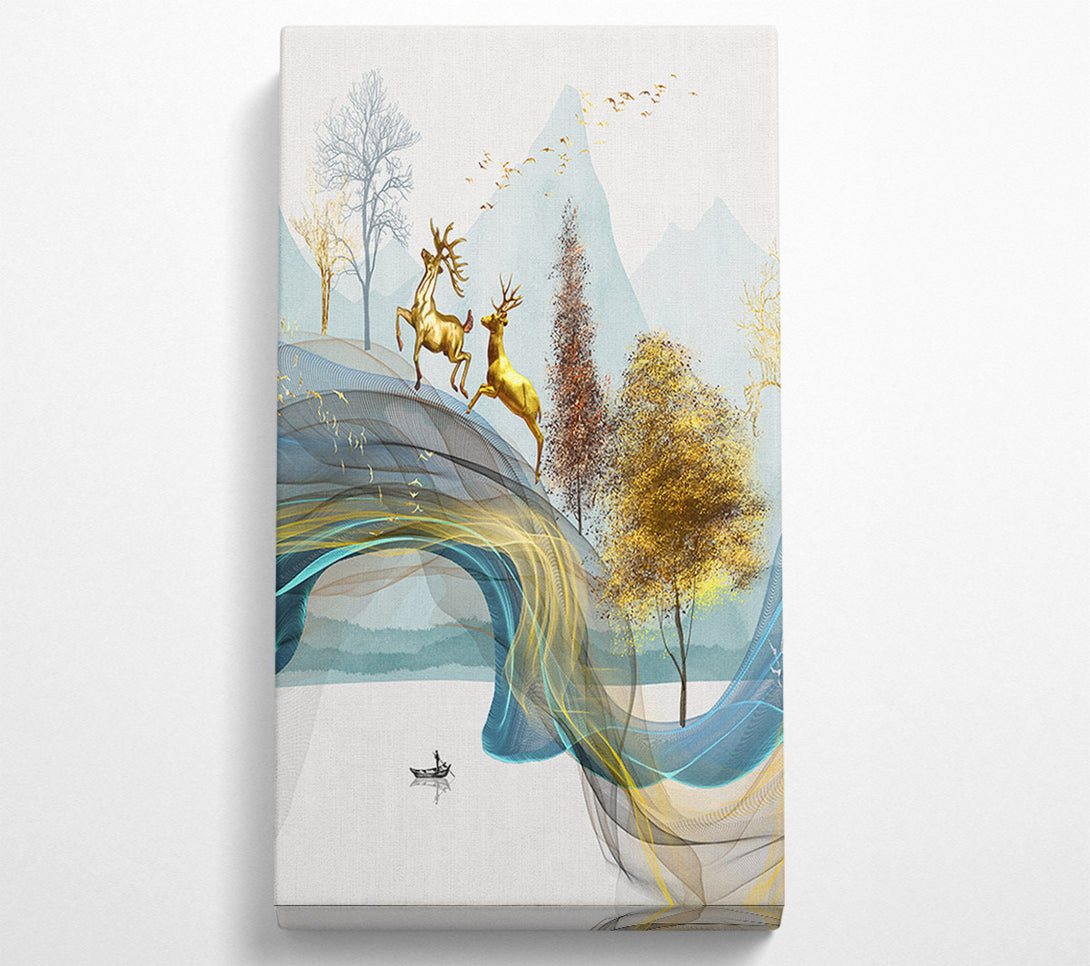  A Canvas Print of Gold Staf Flow Abstract Canvas Art