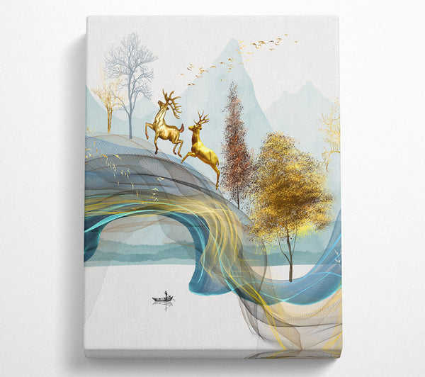  A Canvas Print of Gold Staf Flow Abstract Canvas Art