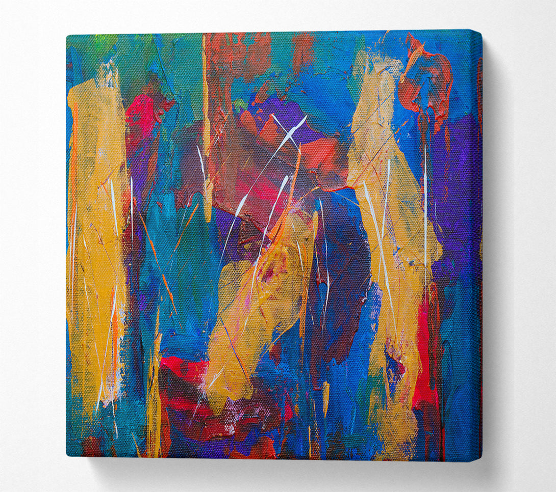 A Canvas Print of Golden Blue Abstract Canvas Print