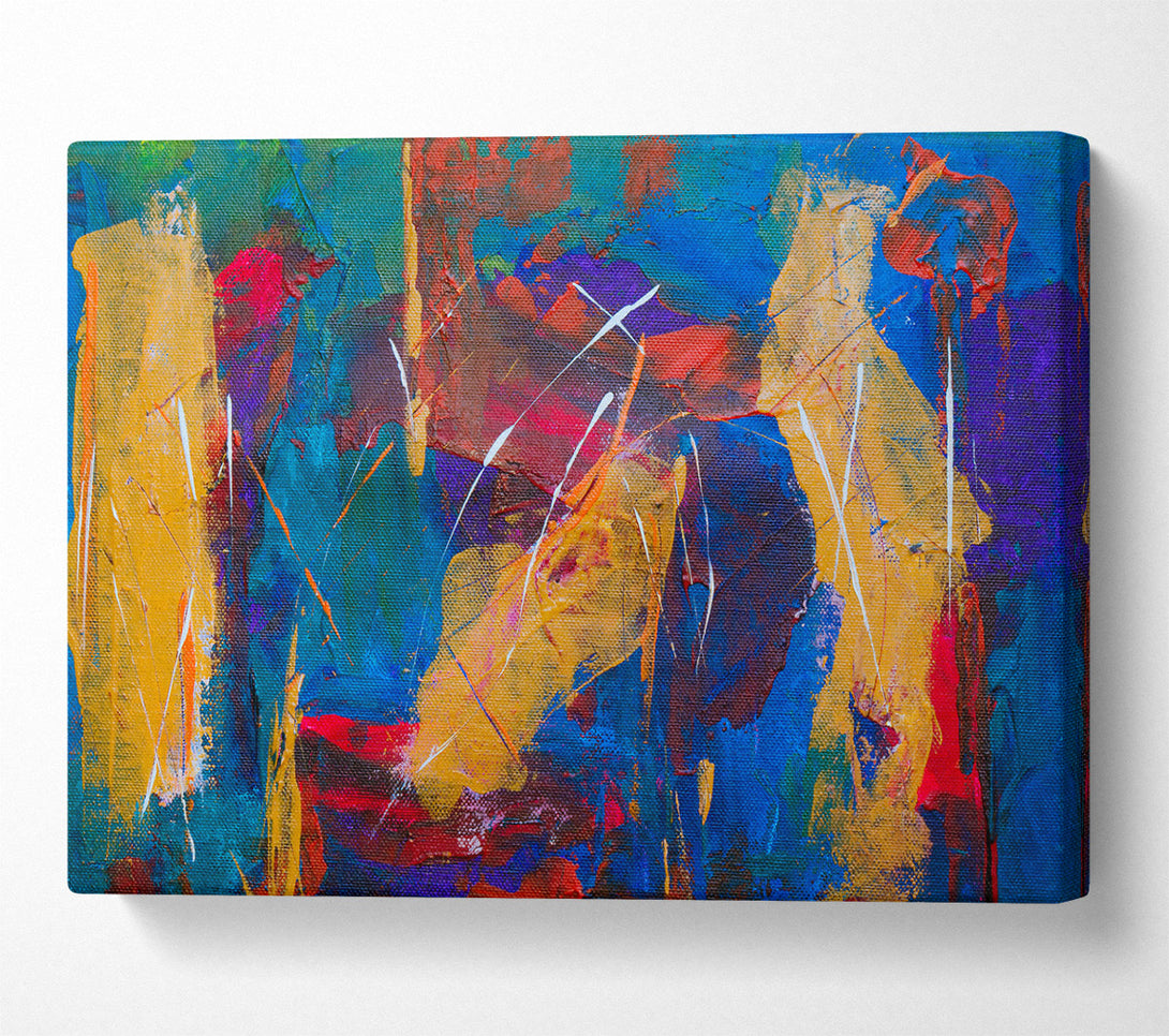  A Canvas Print of Golden Blue Abstract Canvas Print