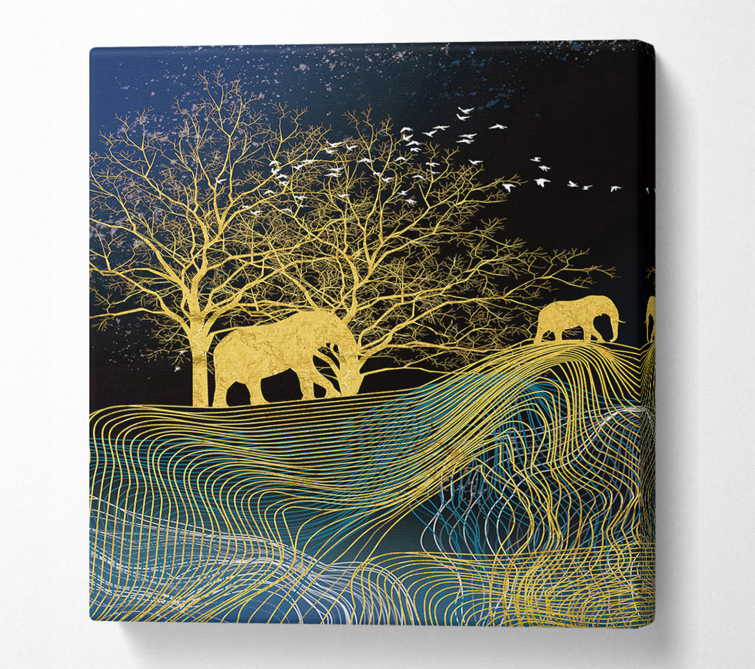  A Canvas Print of Gold Stag Grazing Canvas Wall Art