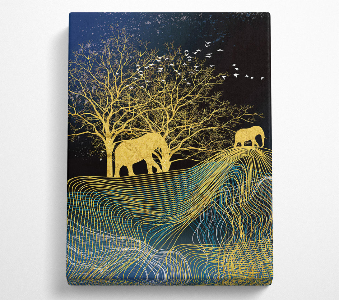  A Canvas Print of Gold Stag Grazing Canvas Wall Art