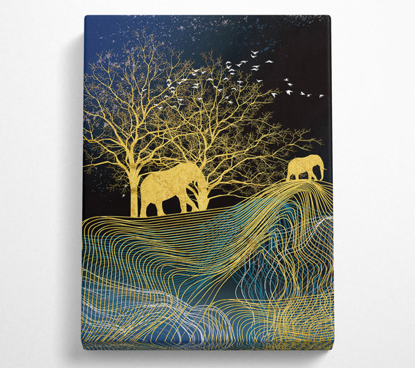  A Canvas Print of Gold Stag Grazing Canvas Wall Art