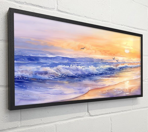 Golden Blue Sunset Waves