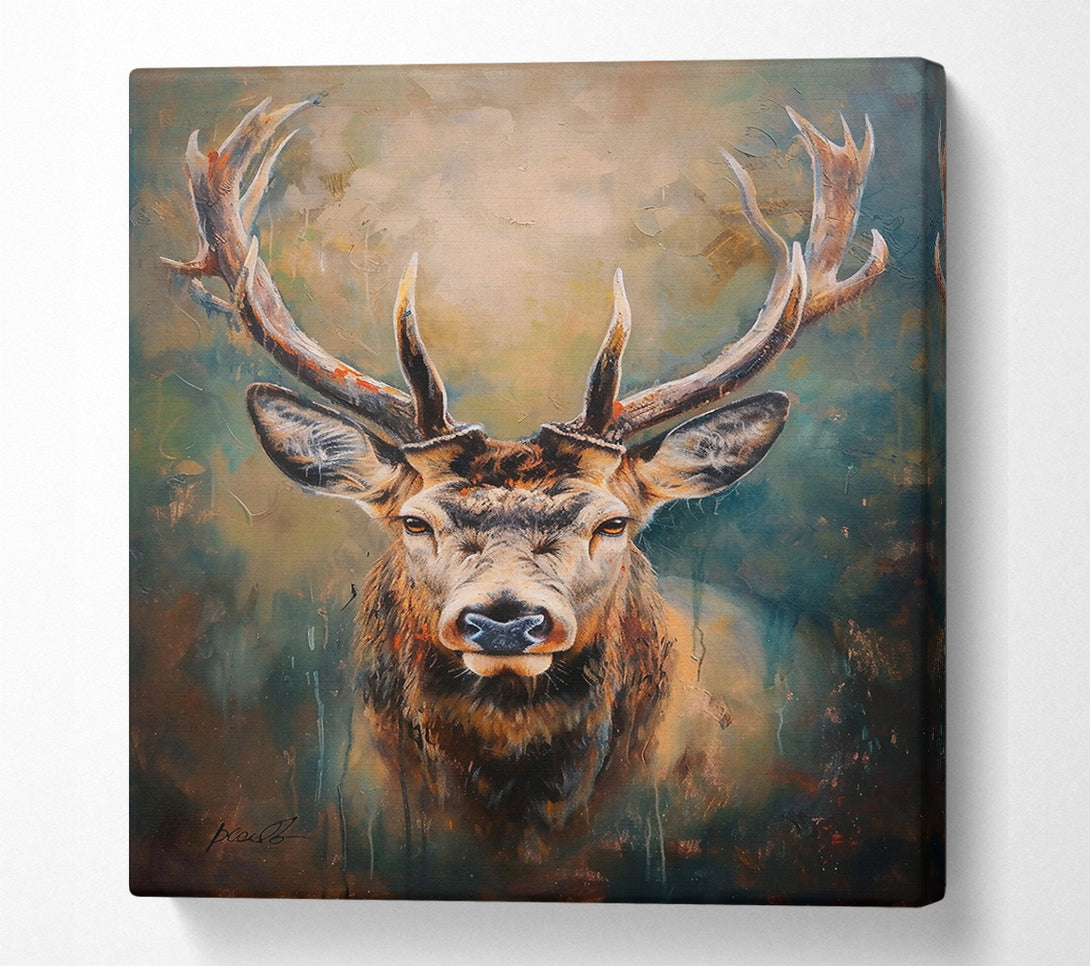  A Canvas Print of Golden Stag Gaze Canvas Print
