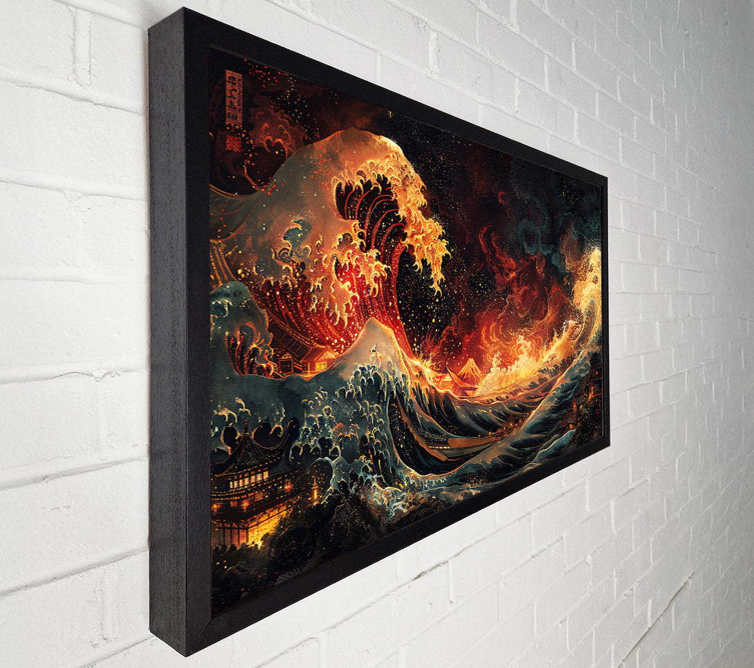  A Canvas Print of Golden Fire Wave Canvas Wall Art
