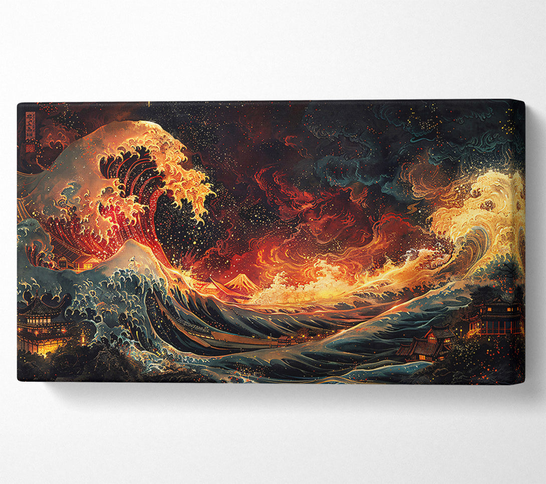  A Canvas Print of Golden Fire Wave Canvas Wall Art