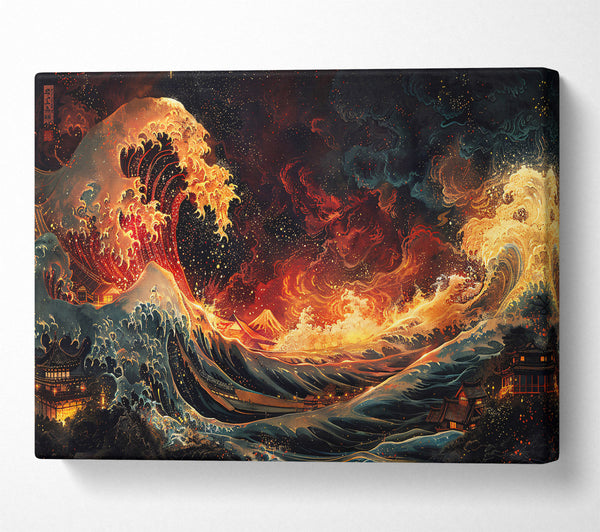  A Canvas Print of Golden Fire Wave Canvas Wall Art