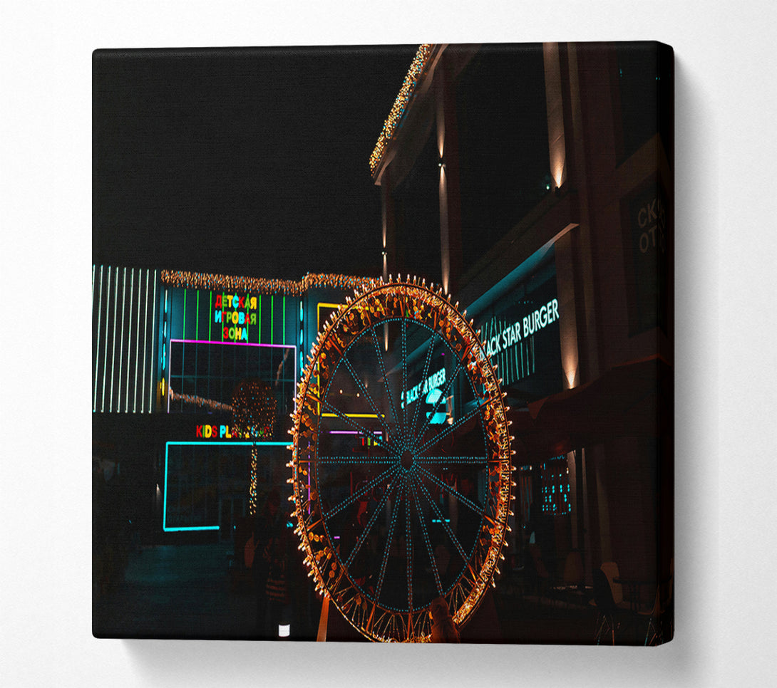  A Canvas Print of Golden Ferris Wheel Glow Canvas Wall Art