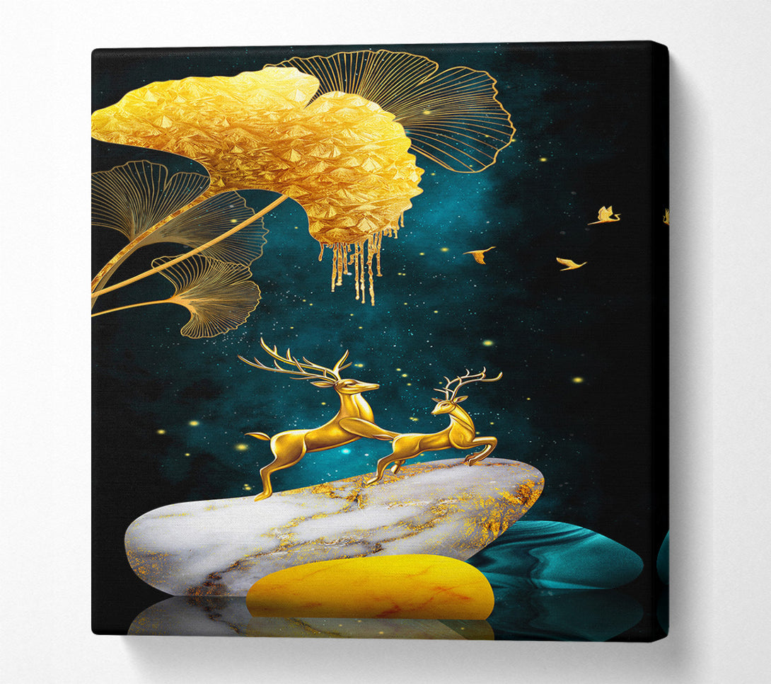  A Canvas Print of Gold Stone Reindeer Canvas Print