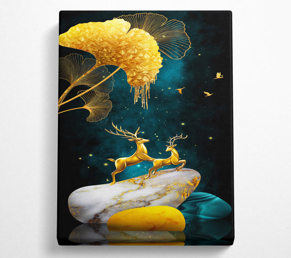  A Canvas Print of Gold Stone Reindeer Canvas Print