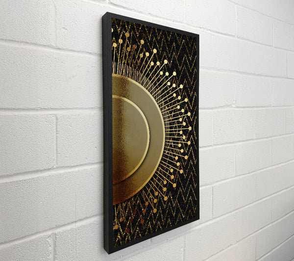 Gold Sun Circle With Zig Zags