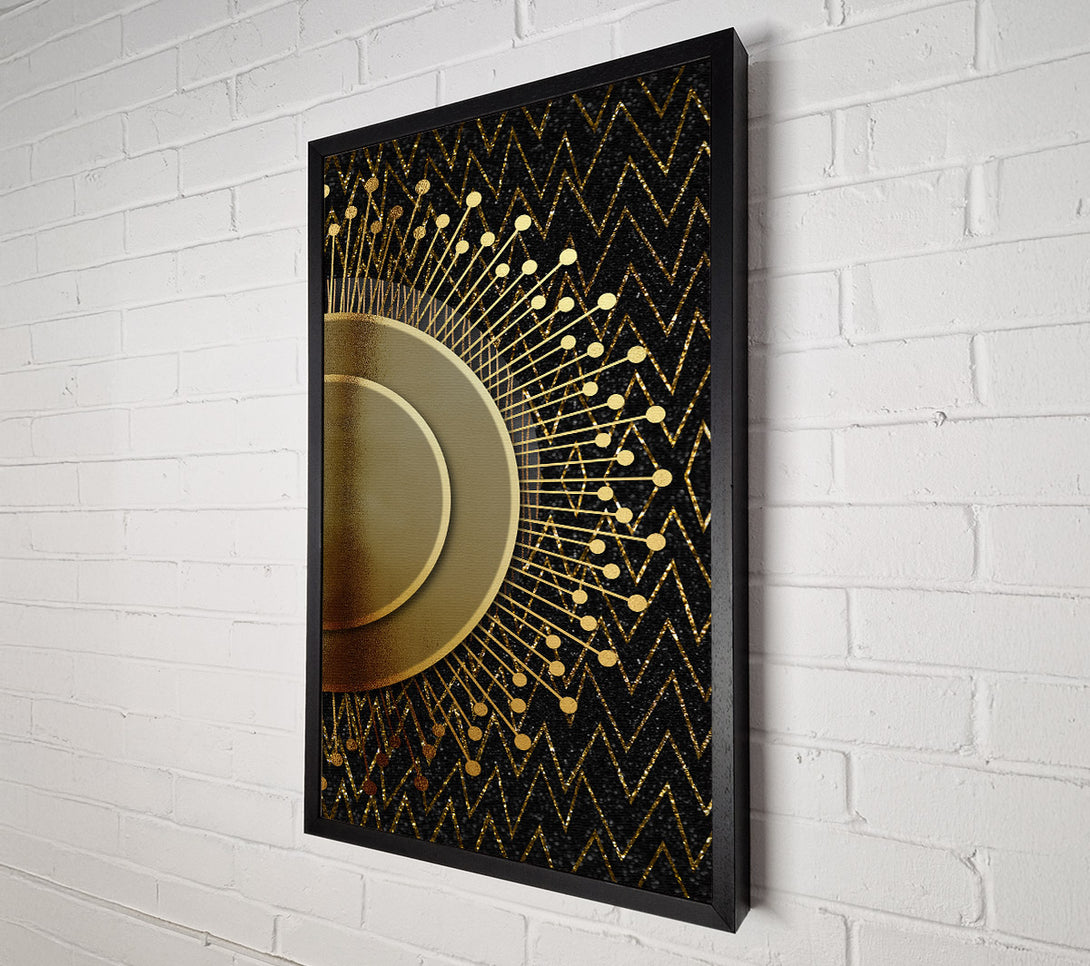  A Canvas Print of Gold Sun Circle With Zig Zags Canvas Wall Art