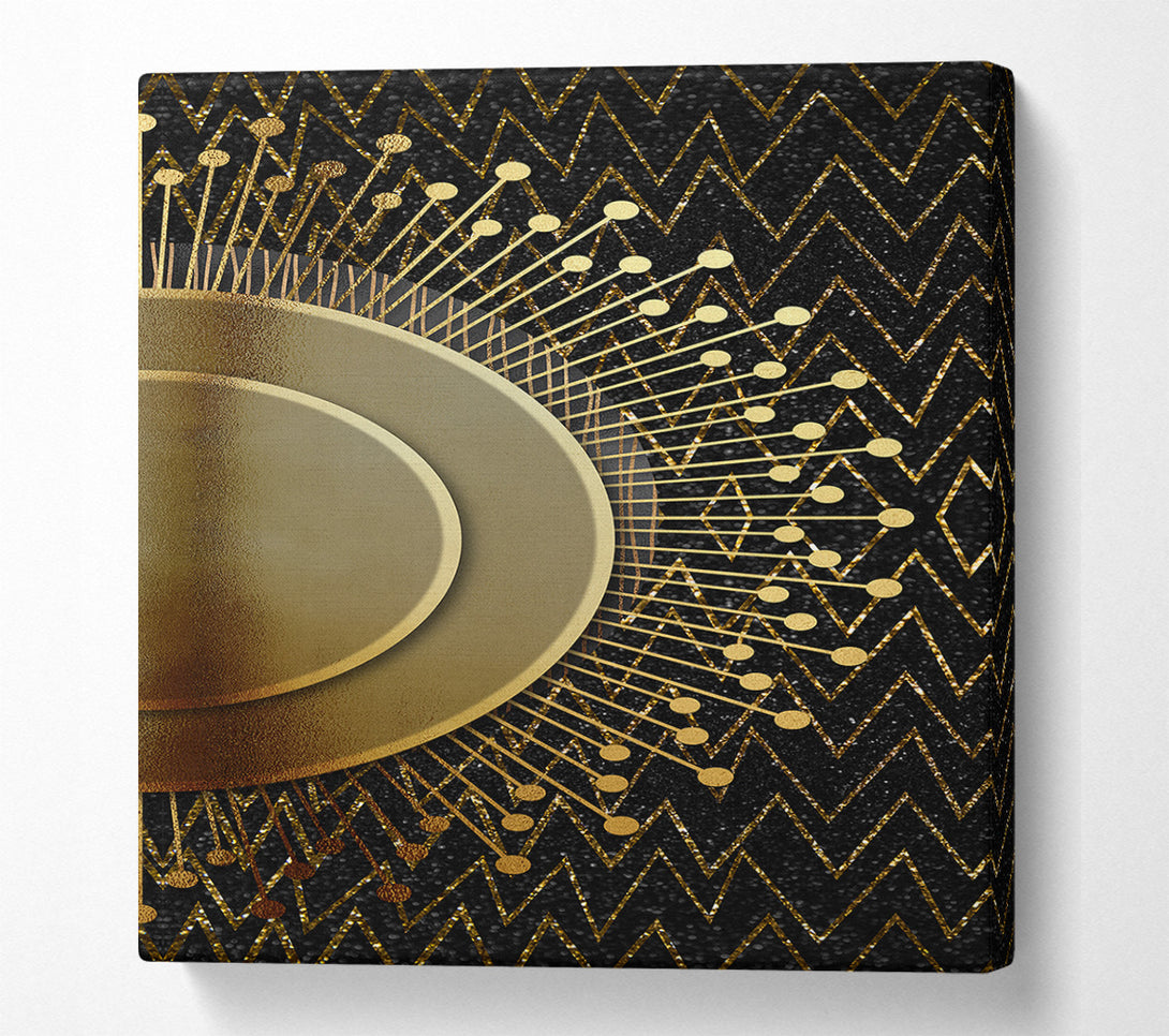  A Canvas Print of Gold Sun Circle With Zig Zags Canvas Wall Art