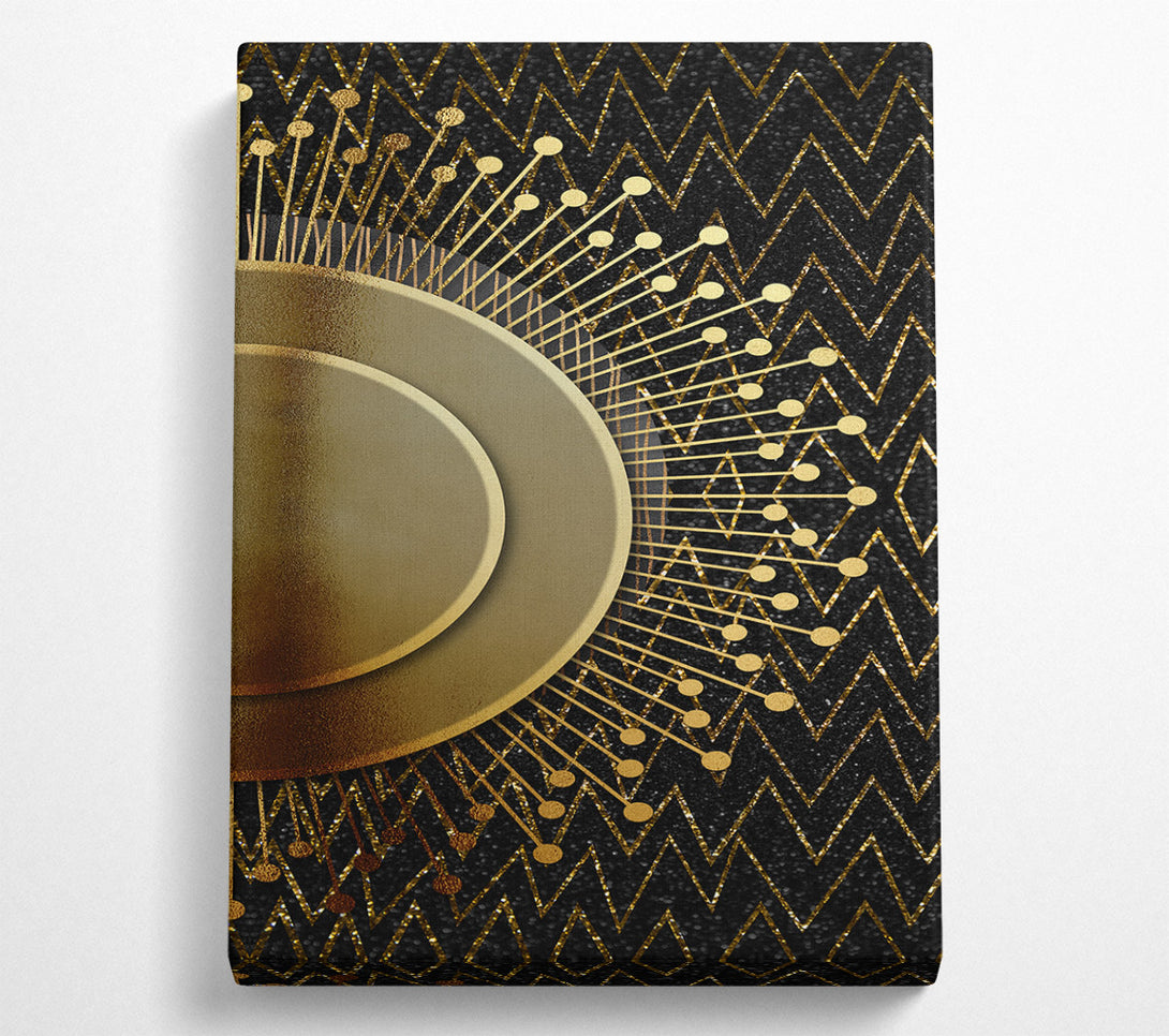  A Canvas Print of Gold Sun Circle With Zig Zags Canvas Wall Art