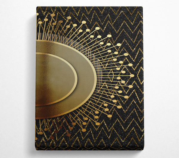  A Canvas Print of Gold Sun Circle With Zig Zags Canvas Wall Art