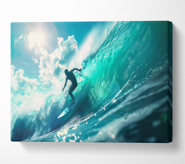  A Canvas Print of Teal Wave Rider Canvas Wall Art